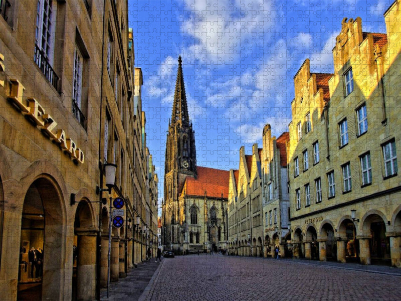 Die St. Lamberti-Kirche am Prinzipalmarkt wurde zwischen 1375 und 1450 erbaut - CALVENDO Foto-Puzzle'