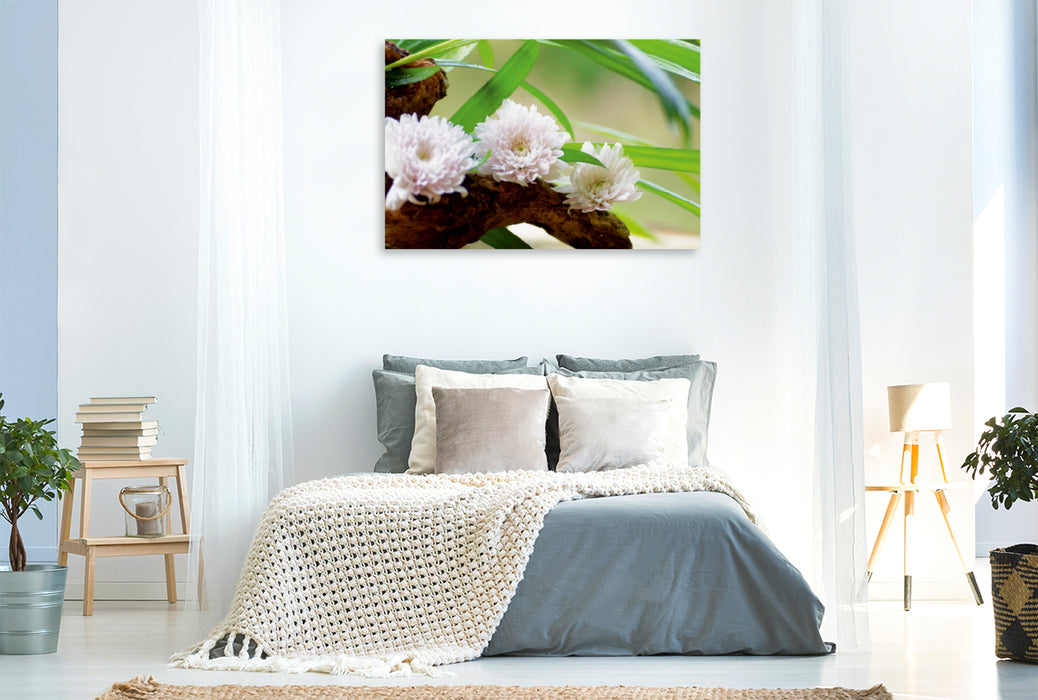 Premium Textil-Leinwand Premium Textil-Leinwand 120 cm x 80 cm quer zarten Blüten