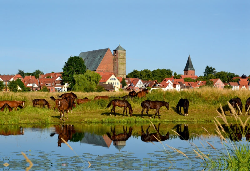 Premium Textil-Leinwand Skyline Verden/Aller