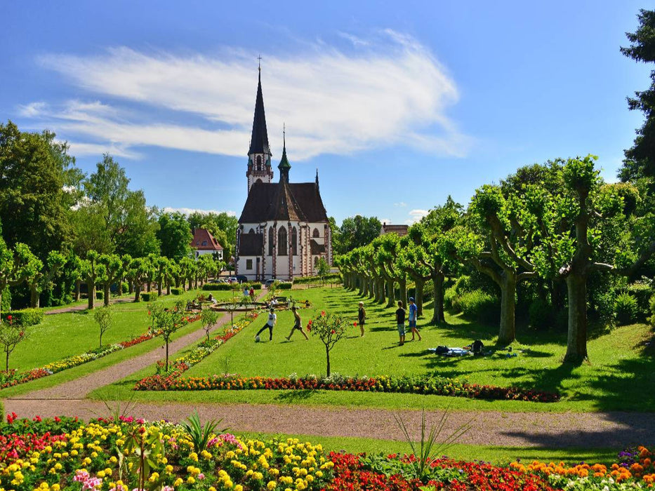 Stadtgarten mit Kirche St. Bonifatius - CALVENDO Foto-Puzzle'