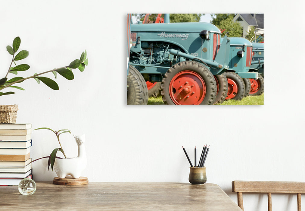 Premium Textil-Leinwand Premium Textil-Leinwand 120 cm x 80 cm quer Oldtimer Traktor Hanomag