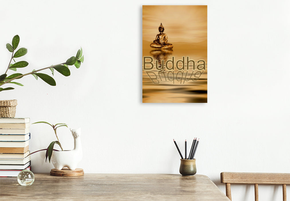 Premium Textil-Leinwand Premium Textil-Leinwand 80 cm x 120 cm  hoch Buddha und die Spiegelung