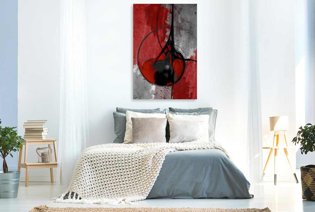 Premium Textil-Leinwand Premium Textil-Leinwand 80 cm x 120 cm  hoch Fantasie in rot, schwarz und grau