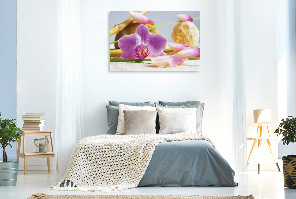 Toile textile premium Toile textile premium 120 cm x 80 cm paysage sensation orchidée 