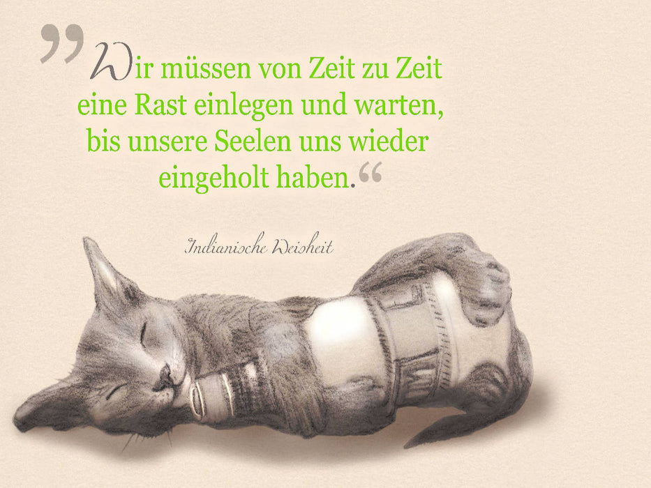 Eine Pause einlegen - Katzenzeichnung mit Zitat - CALVENDO Foto-Puzzle'