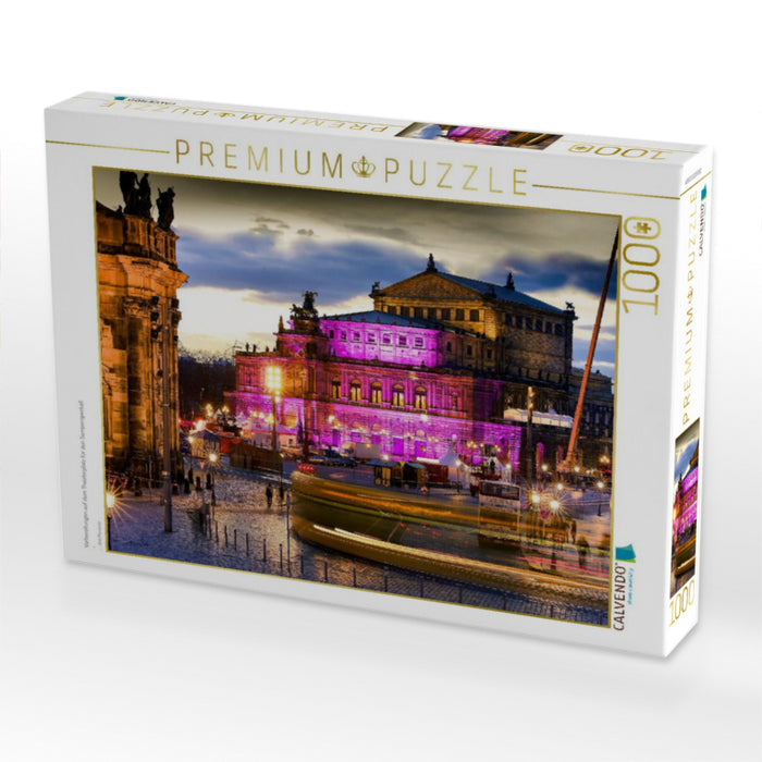 Vorbereitungen auf dem Theaterplatz für den Semperoperball - CALVENDO Foto-Puzzle'