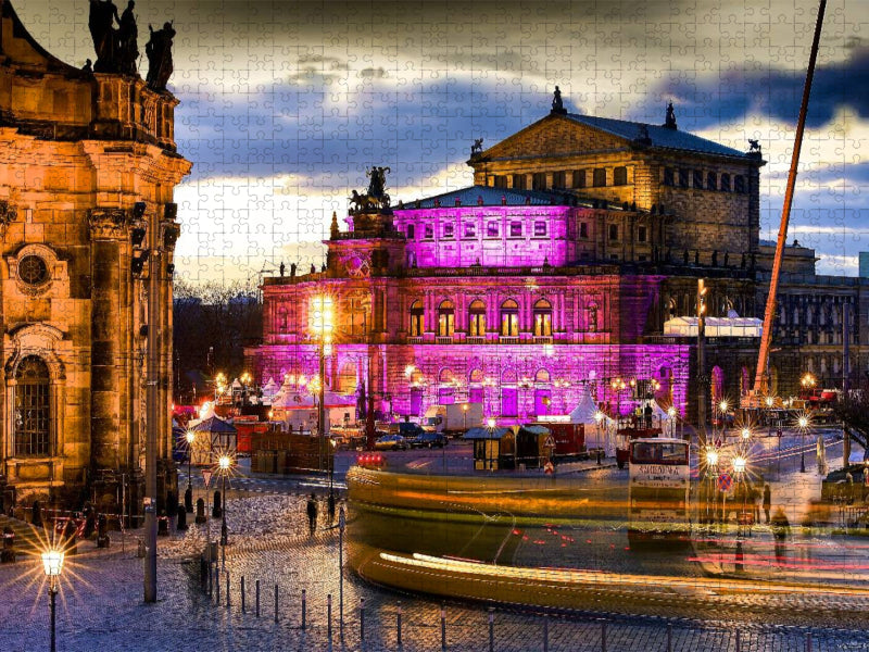 Vorbereitungen auf dem Theaterplatz für den Semperoperball - CALVENDO Foto-Puzzle'