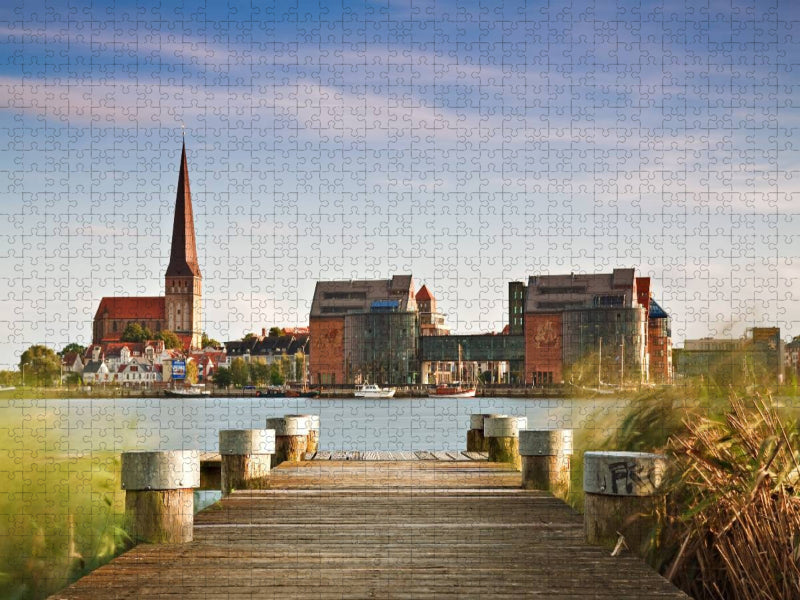 Blick über die Warnow auf Rostock - CALVENDO Foto-Puzzle'