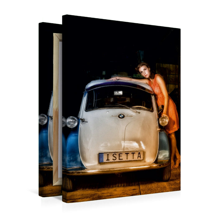 Premium Textil-Leinwand Liebe Isetta !