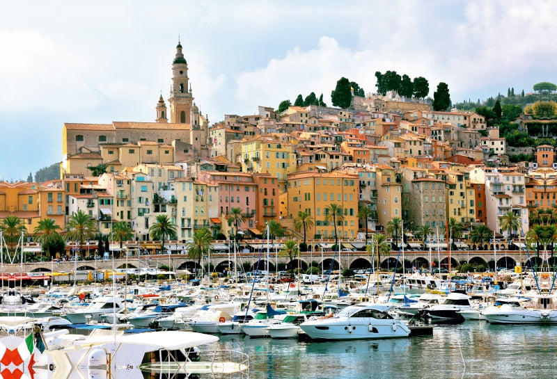 Premium Textil-Leinwand Menton an der Côte d´Azur