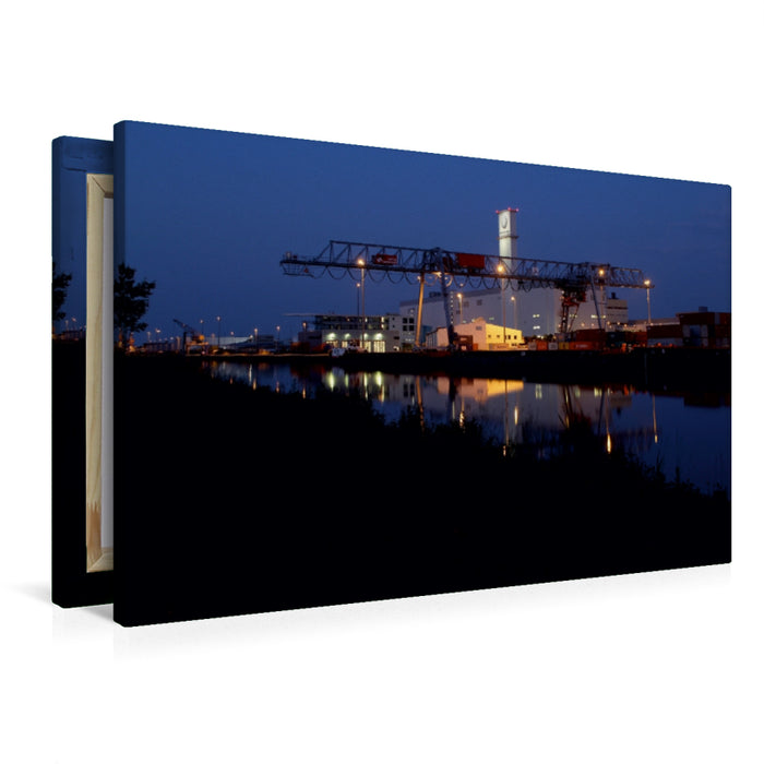 Premium Textil-Leinwand Hafen Hannover