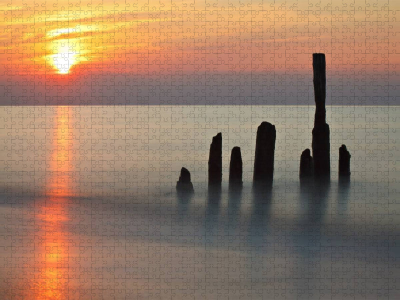 Sonnenuntergang an der Ostseeküste - CALVENDO Foto-Puzzle'