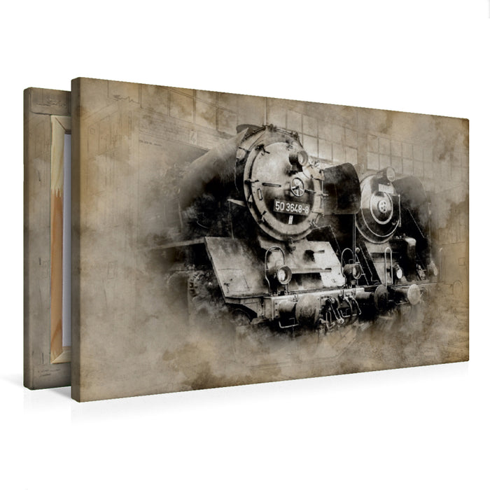 Premium Textil-Leinwand Dampflok vom Typ 503648-8 Frontansicht