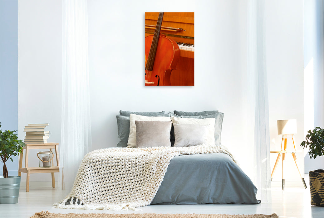 Premium Textil-Leinwand Premium Textil-Leinwand 80 cm x 120 cm  hoch Cello und Klavier
