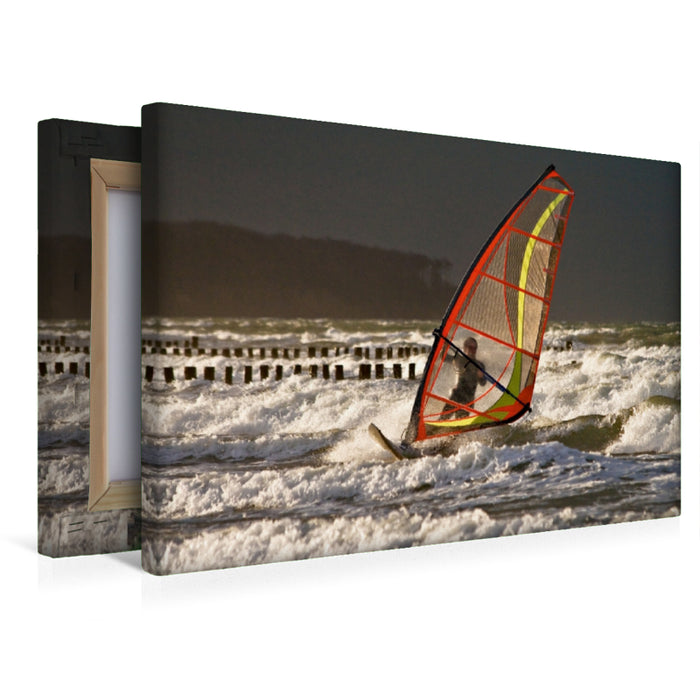 Premium Textil-Leinwand Surfer auf der Ostsee