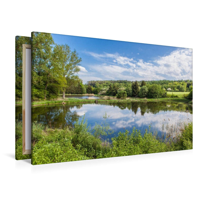Toile textile premium Toile textile premium 120 cm x 80 cm paysage étang à carpes 