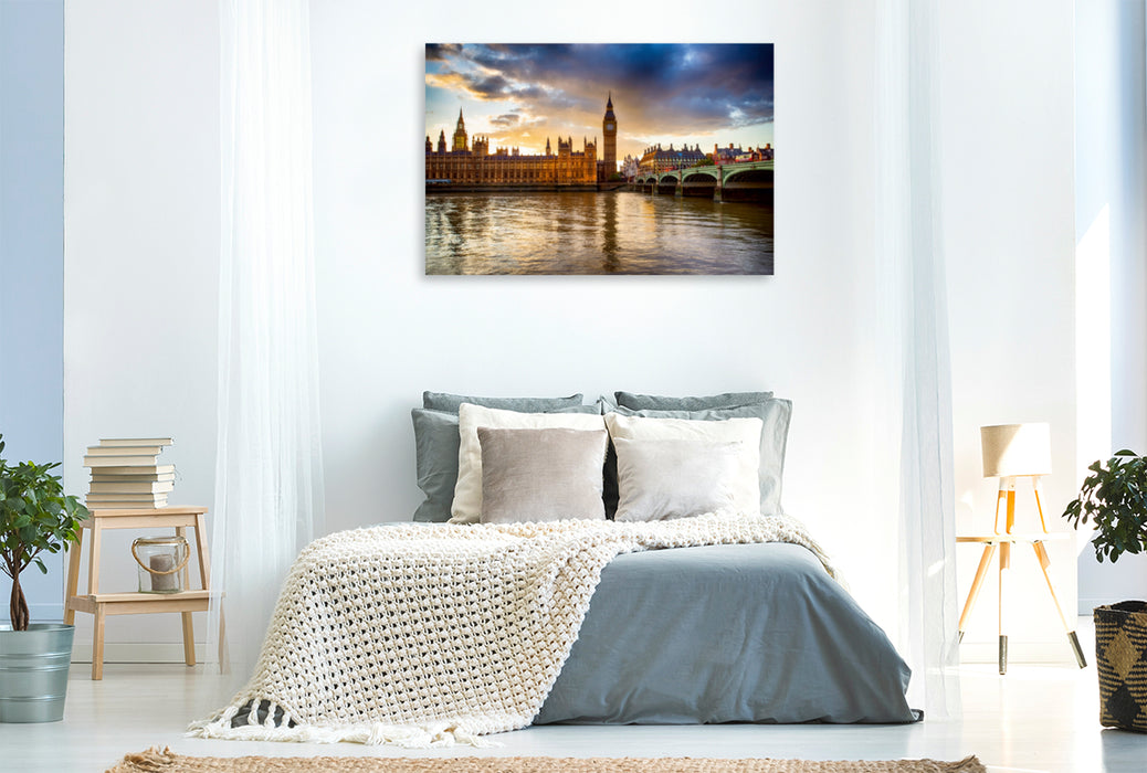Premium Textil-Leinwand Premium Textil-Leinwand 120 cm x 80 cm quer Westminster Bridge/Big Ben