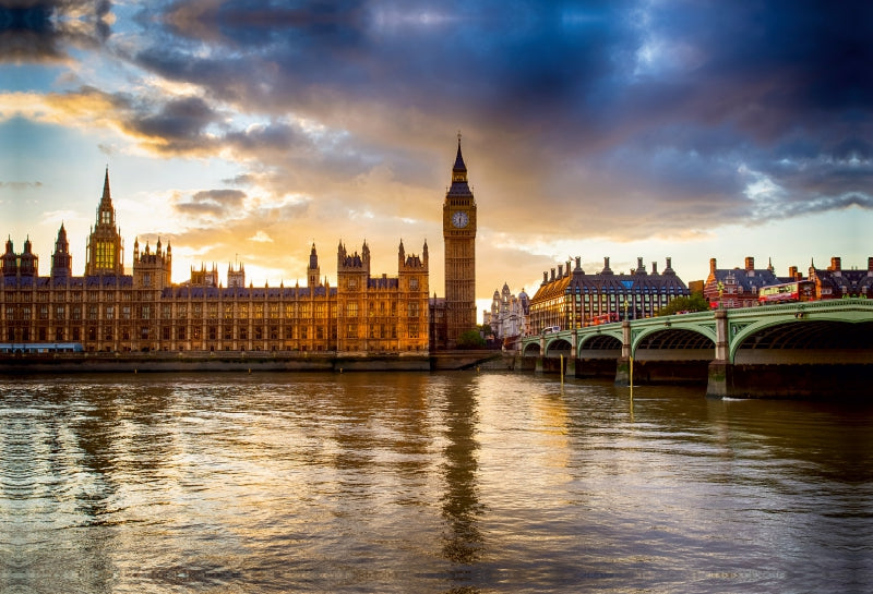 Premium Textil-Leinwand Westminster Bridge/Big Ben