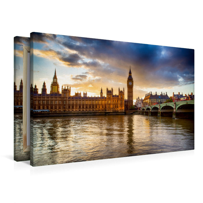 Premium Textil-Leinwand Westminster Bridge/Big Ben