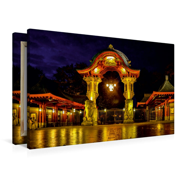 Premium Textil-Leinwand Elefantentor am Zoo