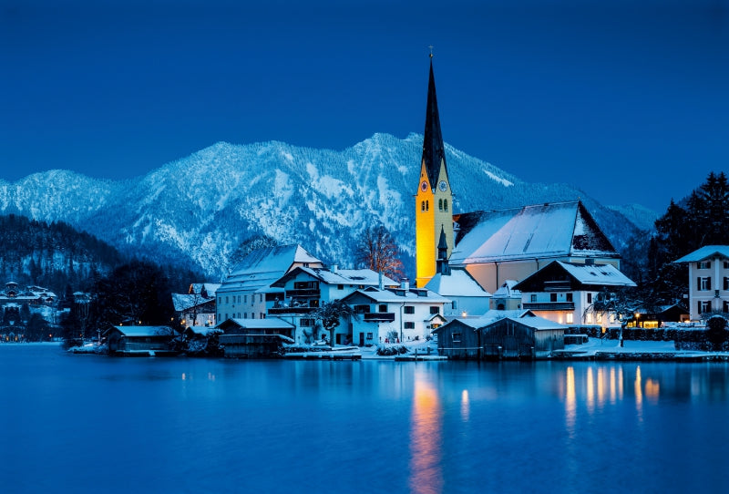 Premium Textil-Leinwand Tegernsee, Deutschland