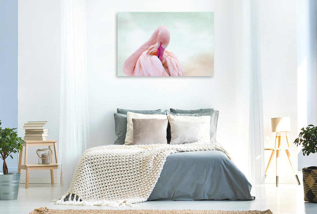 Premium Textil-Leinwand Premium Textil-Leinwand 120 cm x 80 cm quer Rosa Flamingo