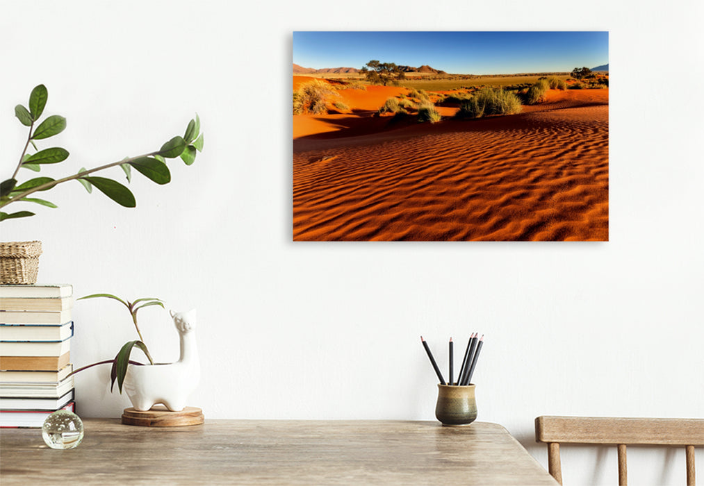 Premium Textil-Leinwand Premium Textil-Leinwand 75 cm x 50 cm quer Morgenlicht in der Namib-Wüste in der Sossusvlei