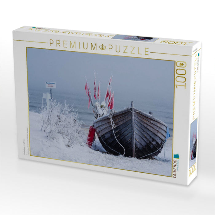 Fischerboot im Schnee - CALVENDO Foto-Puzzle'