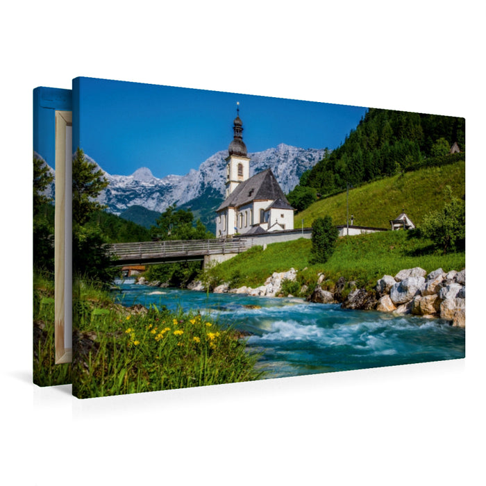 Toile textile haut de gamme Toile textile haut de gamme 120 cm x 80 cm paysage Printemps à Ramsau 