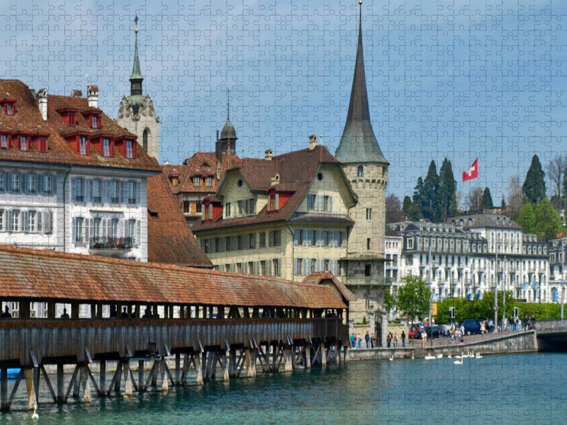 LUZERN Kapellbrücke und Altstadt - CALVENDO Foto-Puzzle'