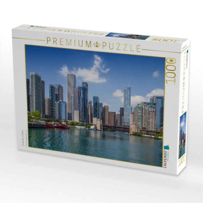 Chicago River und Skyline - CALVENDO Foto-Puzzle'