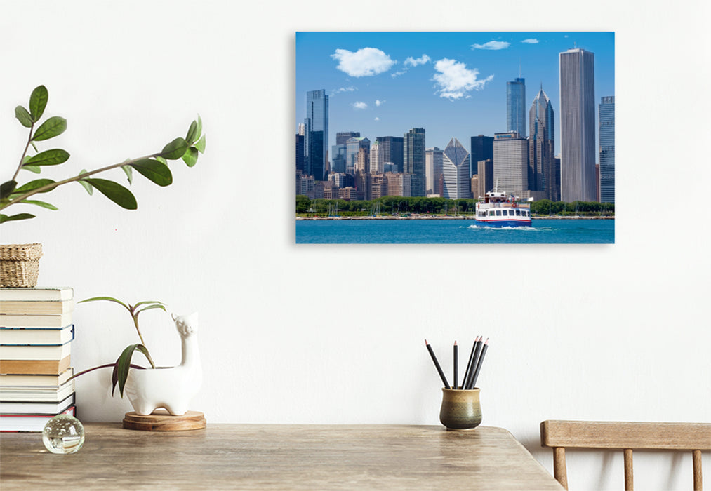 Premium Textil-Leinwand Premium Textil-Leinwand 120 cm x 80 cm quer CHICAGO Skyline