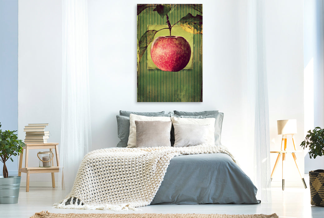 Premium Textil-Leinwand Premium Textil-Leinwand 80 cm x 120 cm  hoch Apfel im vintagelook