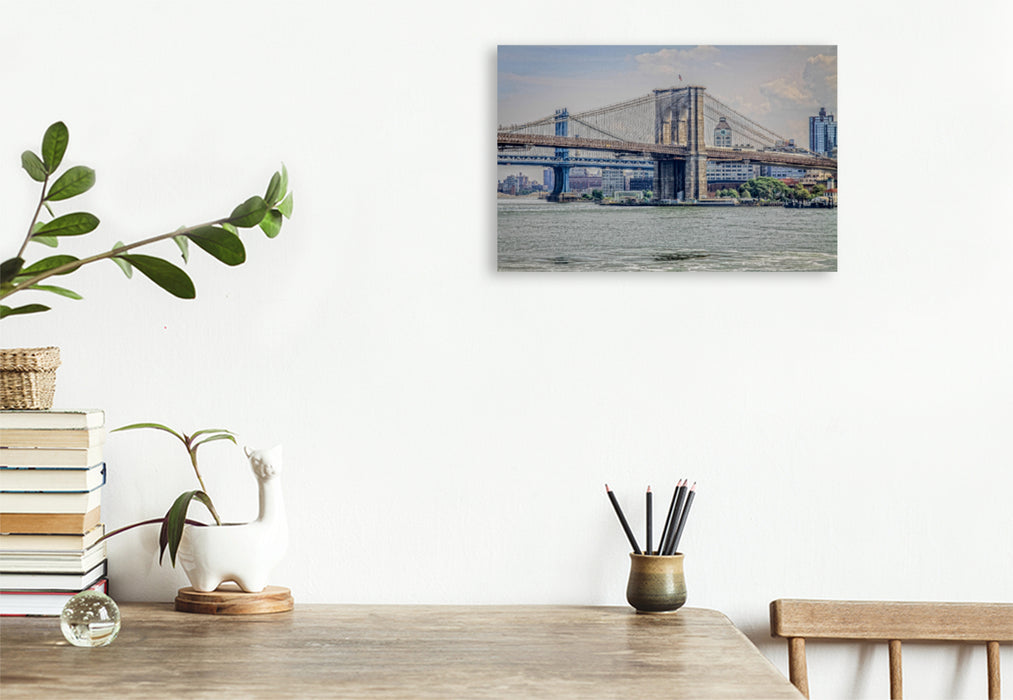 Premium Textil-Leinwand Premium Textil-Leinwand 120 cm x 80 cm quer New York Brooklyn Bridge