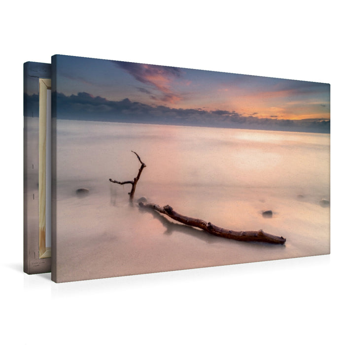 Premium Textil-Leinwand Fischerboot am Strand