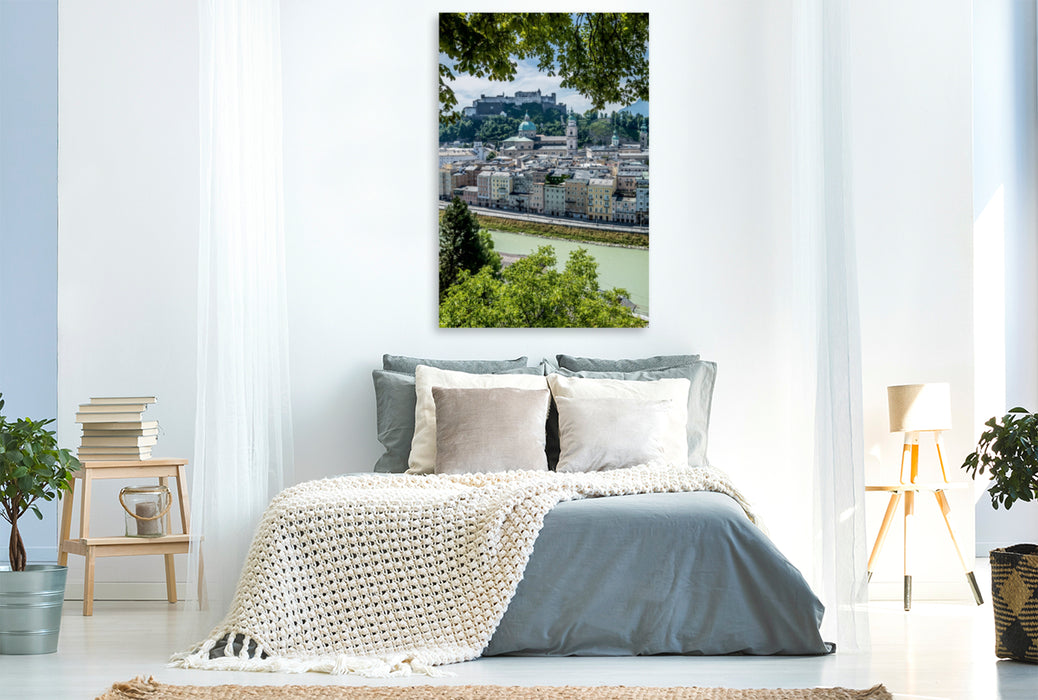 Premium Textil-Leinwand Premium Textil-Leinwand 80 cm x 120 cm  hoch SALZBURG Wunderschöner Blick auf die Altstadt