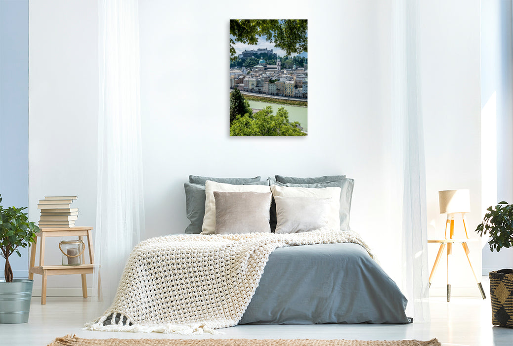 Premium Textil-Leinwand Premium Textil-Leinwand 80 cm x 120 cm  hoch SALZBURG Wunderschöner Blick auf die Altstadt