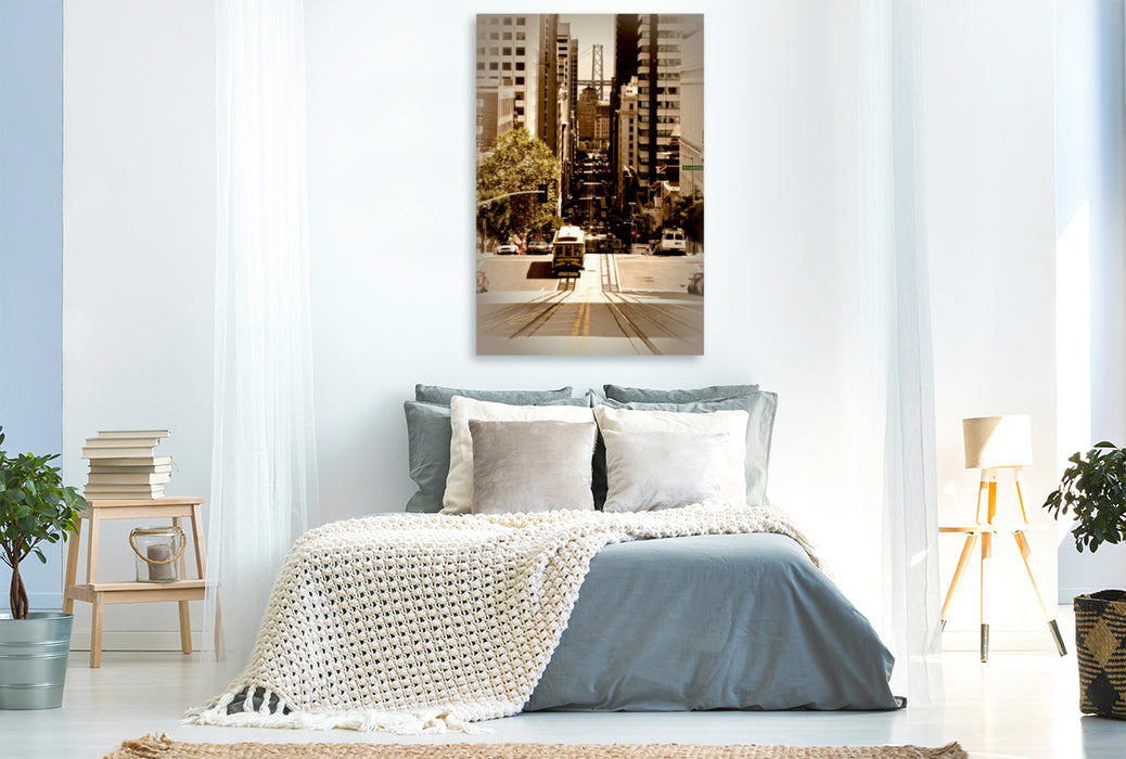 Premium Textil-Leinwand Premium Textil-Leinwand 80 cm x 120 cm  hoch SAN FRANCISCO California Street