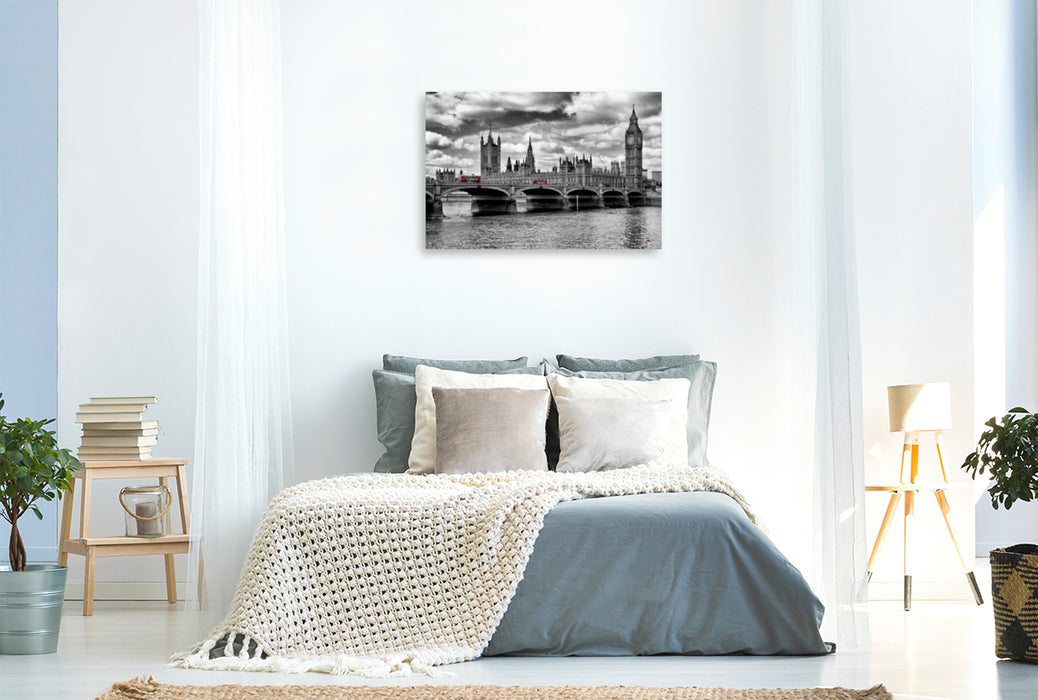 Toile textile haut de gamme Toile textile haut de gamme 120 cm x 80 cm paysage LONDRES Pont de Westminster et Chambres du Parlement 