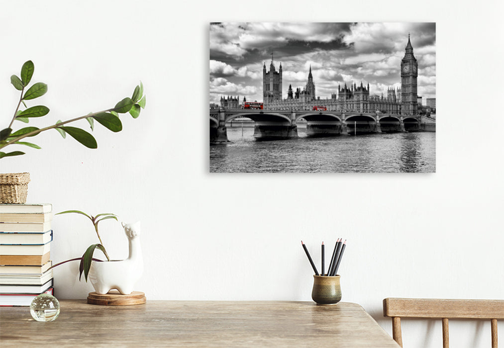 Toile textile haut de gamme Toile textile haut de gamme 120 cm x 80 cm paysage LONDRES Pont de Westminster et Chambres du Parlement 