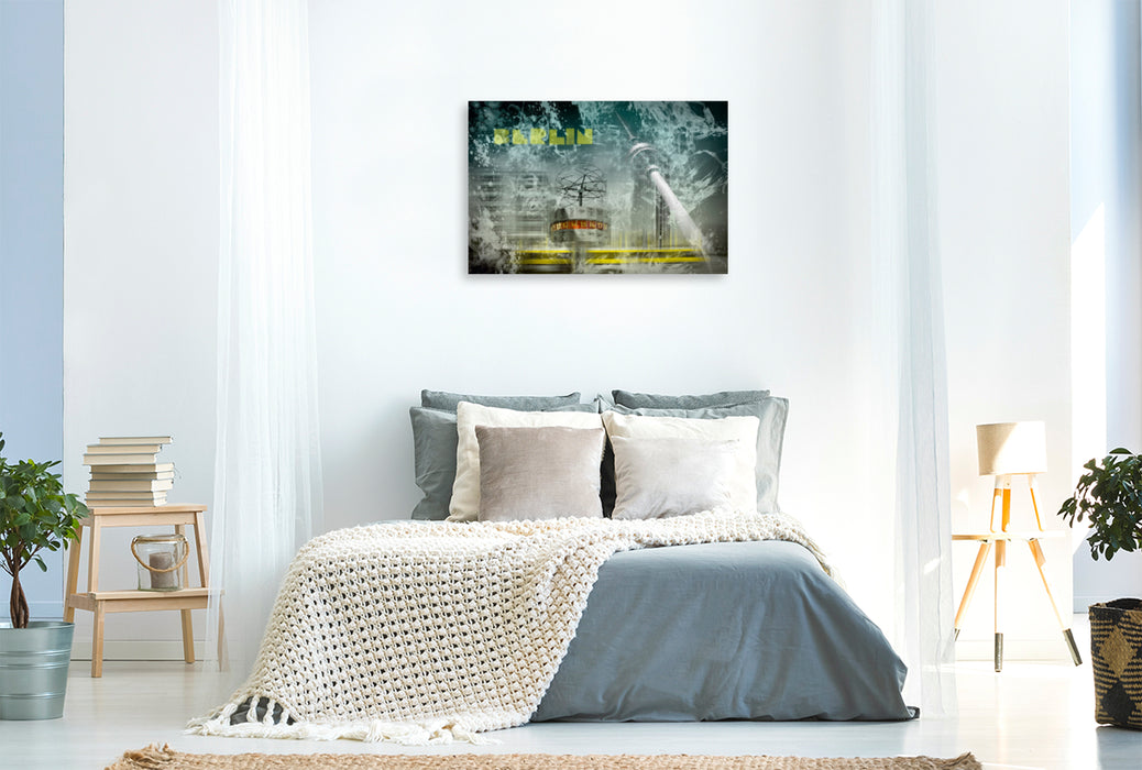 Premium Textil-Leinwand Premium Textil-Leinwand 120 cm x 80 cm quer City-Art BERLIN Alexanderplatz Collage