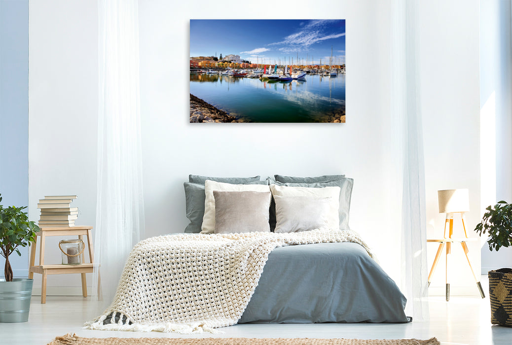 Toile textile premium Toile textile premium 120 cm x 80 cm paysage Marina à Portimao en Algarve, Portugal 