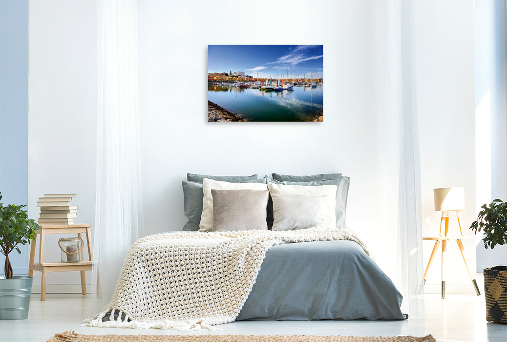 Toile textile premium Toile textile premium 120 cm x 80 cm paysage Marina à Portimao en Algarve, Portugal 