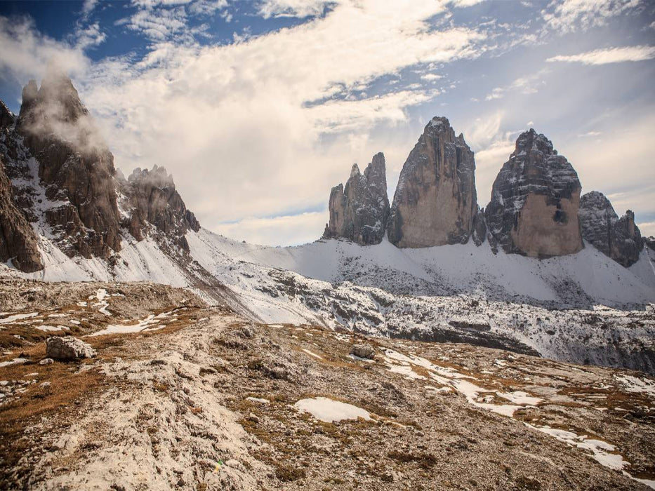 Drei Zinnen Gipfel im Schnee - CALVENDO Foto-Puzzle'