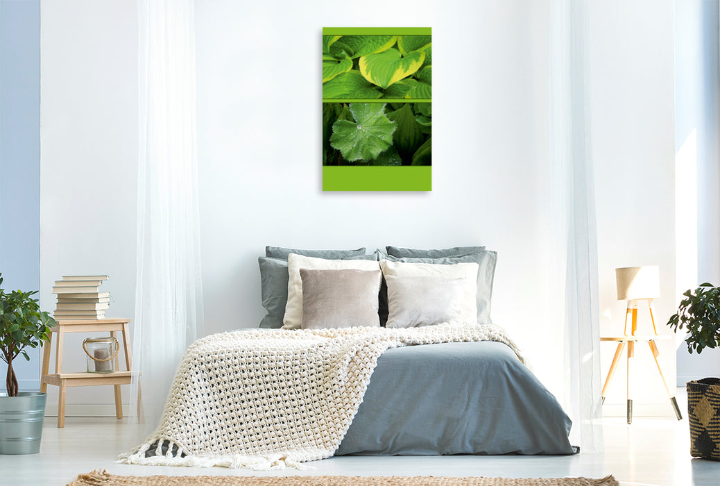 Premium Textil-Leinwand Premium Textil-Leinwand 80 cm x 120 cm  hoch Grüne Blätter