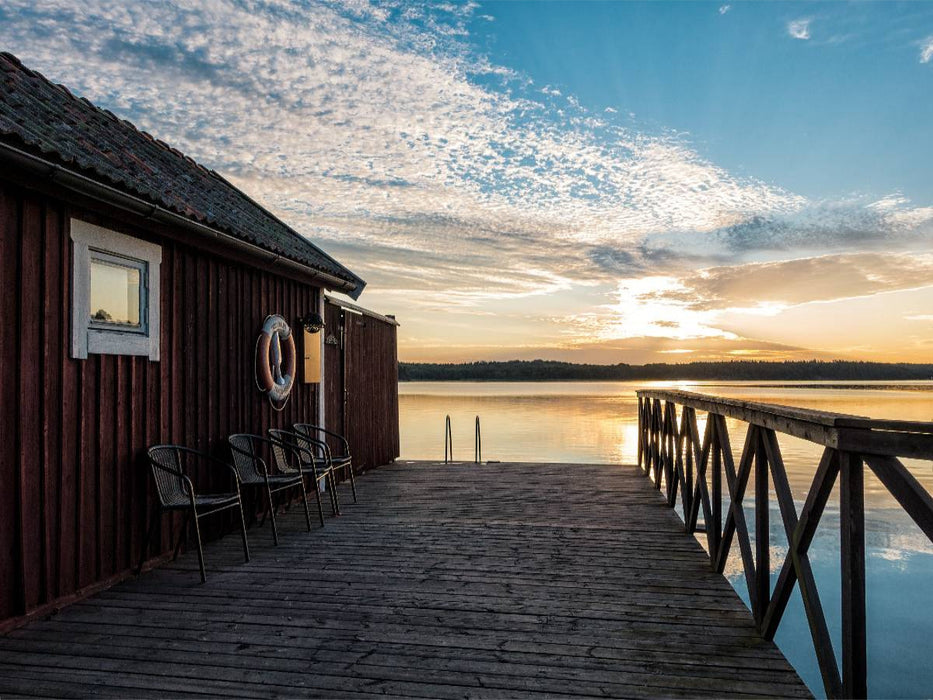 Holzhütte im Sonnenaufgang - CALVENDO Foto-Puzzle'