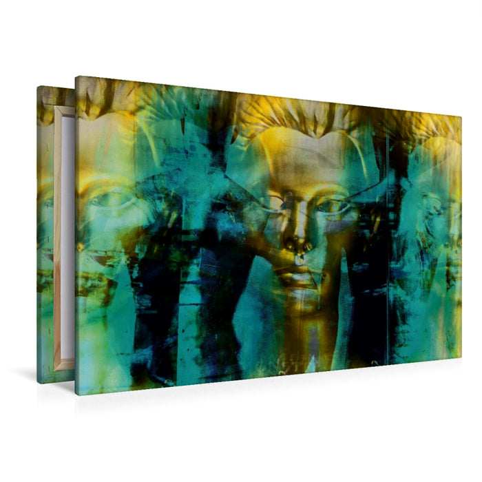 Premium Textil-Leinwand Gesichter in Gold