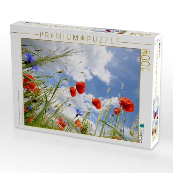 Blick durch das Mohnfeld zum Himmel. Landschaft im Havelland. - CALVENDO Foto-Puzzle'