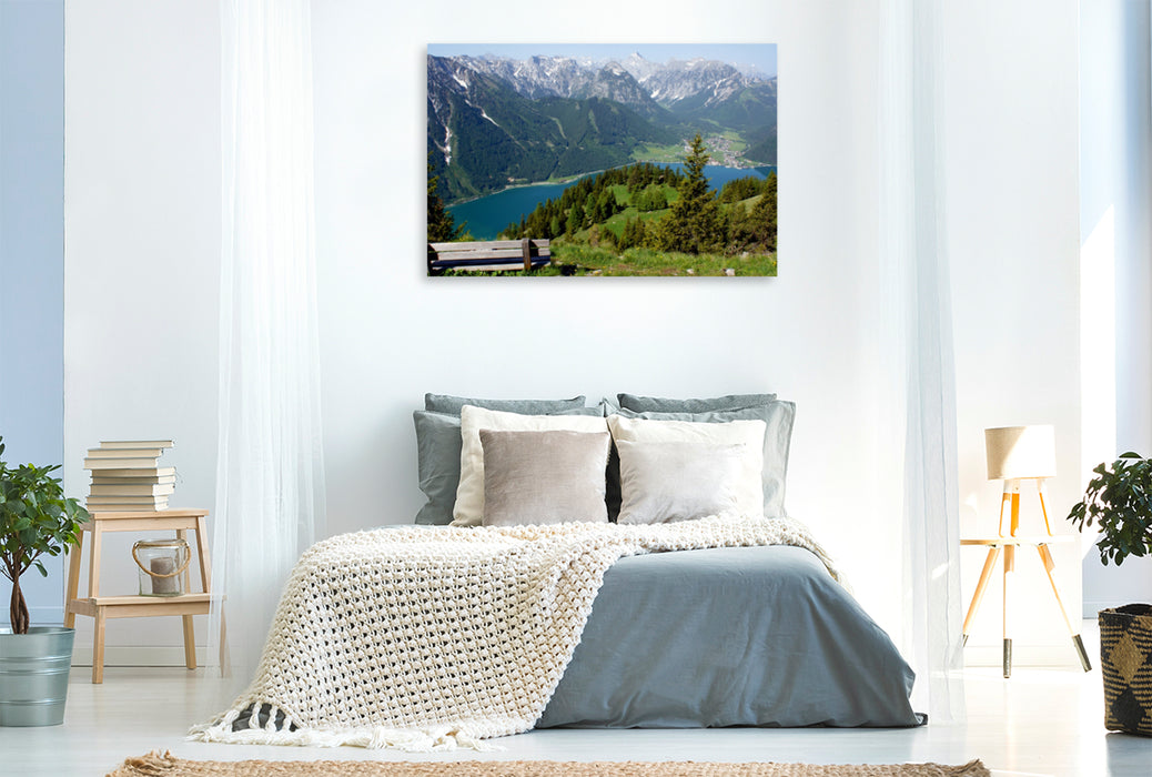 Premium Textil-Leinwand Premium Textil-Leinwand 120 cm x 80 cm quer Ausblick über den Achensee