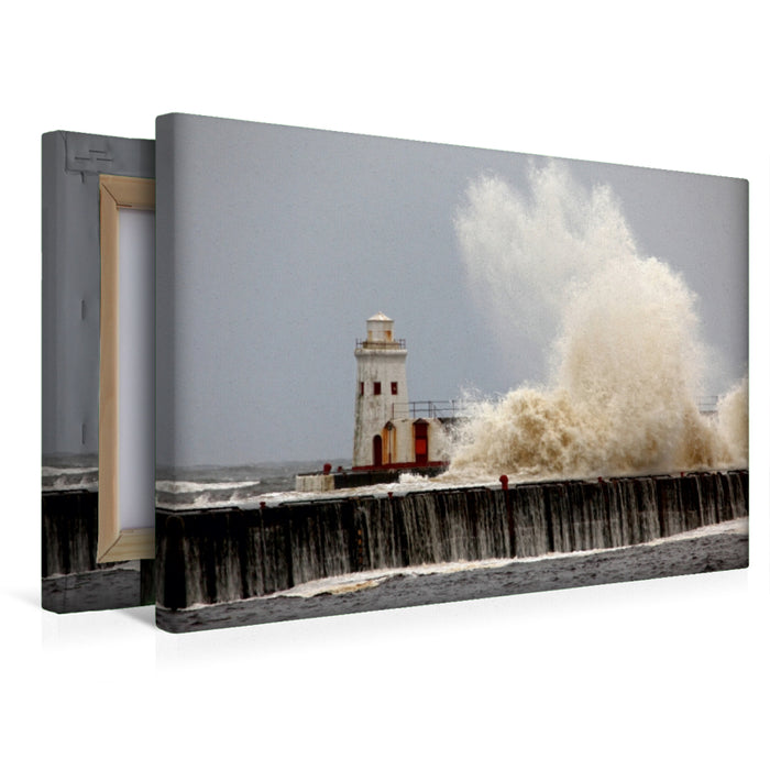 Toile textile haut de gamme Toile textile haut de gamme 120 cm x 80 cm paysage Phare de Wick, Caithness, Écosse 